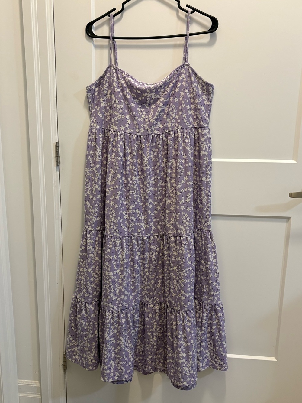 Lilac Floral Tiered Spaghetti-Strap maxi  Dress